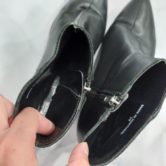 ASOS Black Faux Leather Zip Up Pointed Toe Booties Size 10 - Picture 3 of 7